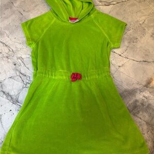 Hanna Andersson Green Terrycloth Hooded Dress with Pink Detail size 110 (5)
